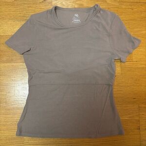 NEW Kindred Bravely Neutral Ribbed Crew Neck Bamboo Breastfeeding Nursing Tee L